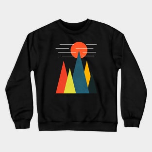 Minimalist Abstract Nature Art #38 Linear and Colorful Mountains Crewneck Sweatshirt